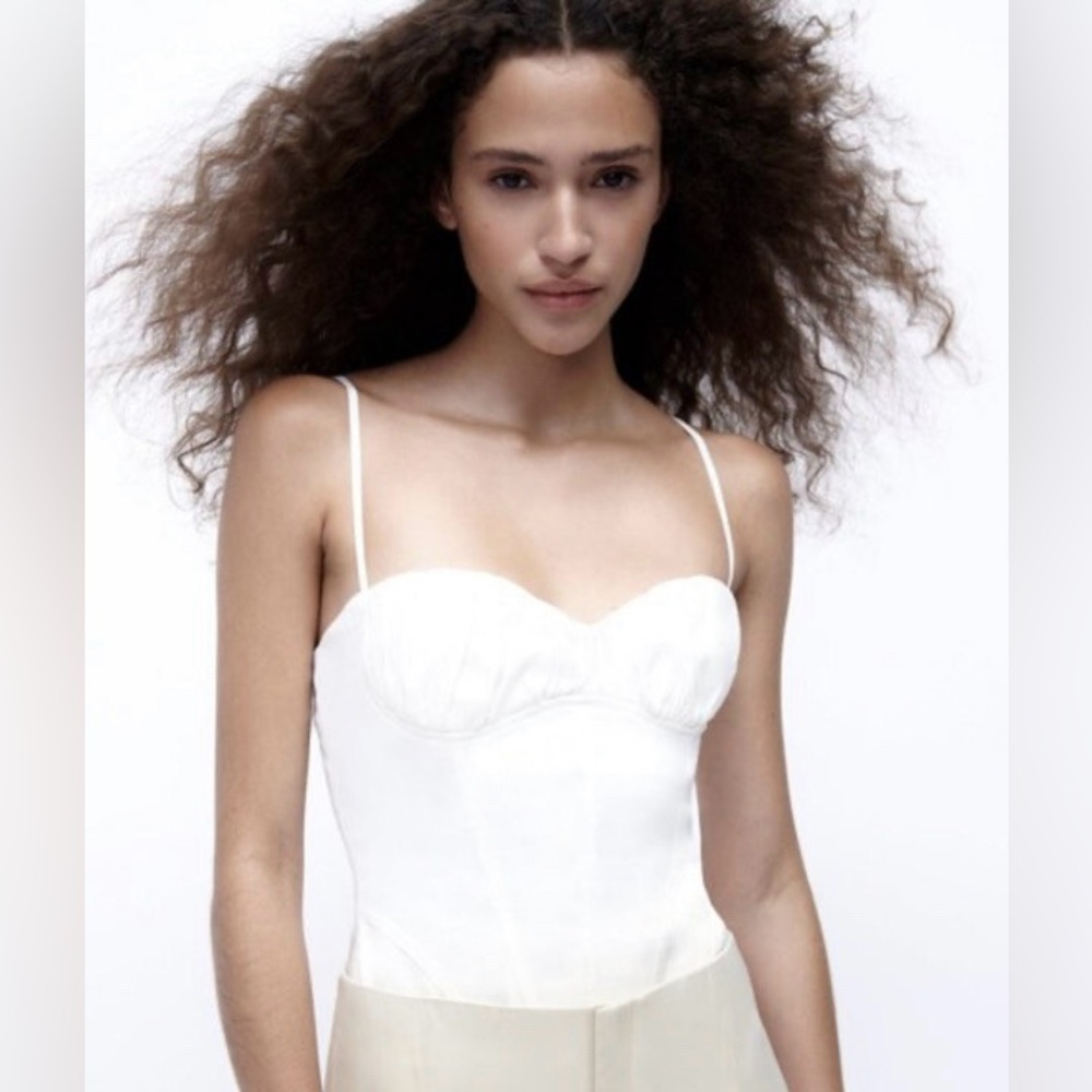 Zara White Corset Bustier Bodysuit